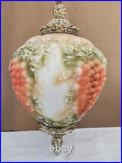Vintage Mid Century Hanging SWAG LAMP Glass Falkenstein Grapes WORKS