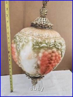Vintage Mid Century Hanging SWAG LAMP Glass Falkenstein Grapes WORKS