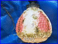 Vintage Mid Century Hanging SWAG LAMP Glass Falkenstein Vineyard Grapes Works