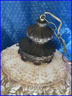 Vintage Mid Century Hanging SWAG LAMP Glass Falkenstein Vineyard Grapes Works