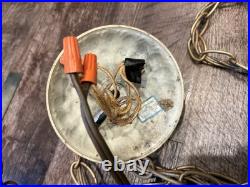 Vintage Mid Century Hanging Swag Double Pendant Lights Textured Clear Globes