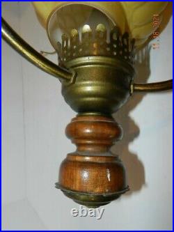 Vintage Mid-Century Hanging Swag Lamp Honey Amber Fenton pendant