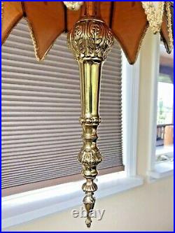 Vintage Mid Century Hollywood Regency 2 Tier Hanging Swag Lamp Light Chandelier