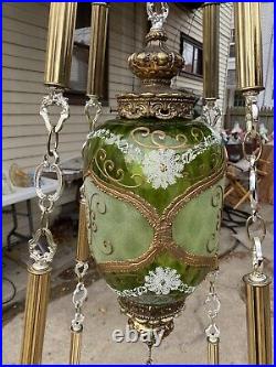 Vintage Mid Century Hollywood Regency Ornate Italian Swag Lamp Marble Table