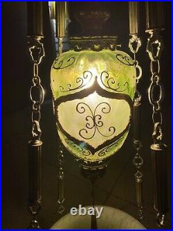 Vintage Mid Century Hollywood Regency Ornate Italian Swag Lamp Marble Table