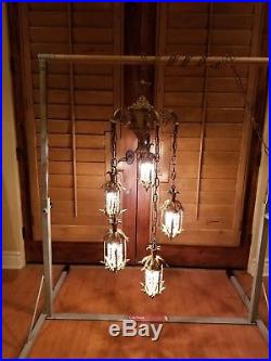 Vintage Mid Century Hollywood Regency Swag Lamp Chandelier Hanging Light Fixture