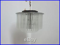 Vintage Mid Century Lightolier Swizzle Sticks Hanging Light Chandelier Lamp