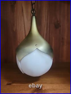 Vintage Mid-Century Lotus Pendant Tulip Hanging Light Fixtures Slag