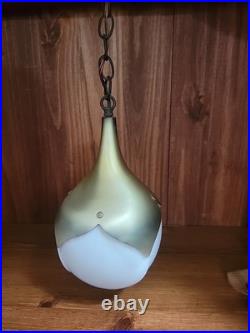 Vintage Mid-Century Lotus Pendant Tulip Hanging Light Fixtures Slag