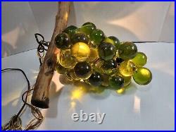 Vintage Mid Century Lucite Acrylic Green Grape Cluster Swag Lamp Light MCM 13