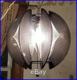 Vintage Mid Century Lucite Atomic Retro Nylon String Hanging Swag Lamp