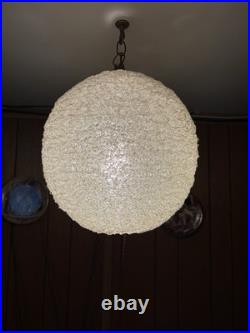 Vintage Mid Century Modern 12 White Spaghetti Swag Light Hanging Lamp WORKS