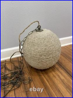 Vintage Mid Century Modern 12 White Spaghetti Swag Light Hanging Lamp WORKS