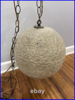 Vintage Mid Century Modern 12 White Spaghetti Swag Light Hanging Lamp WORKS