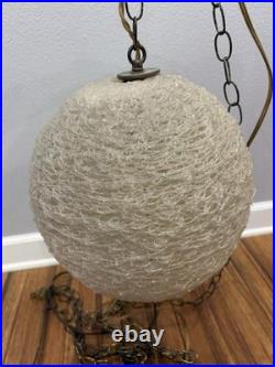 Vintage Mid Century Modern 12 White Spaghetti Swag Light Hanging Lamp WORKS