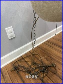 Vintage Mid Century Modern 12 White Spaghetti Swag Light Hanging Lamp WORKS