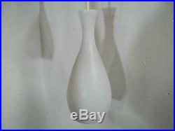 Vintage Mid Century Modern 3 Light Frosted Shade Hanging Pendant Swag Lamp Retro