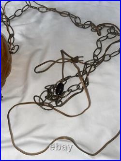 Vintage Mid Century Modern Amber GLASS Hanging Light MCM Pendant Lamp Light