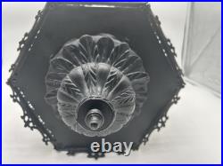 Vintage Mid Century Modern Amber Glass Hanging Swag Lamp MCM Gothic