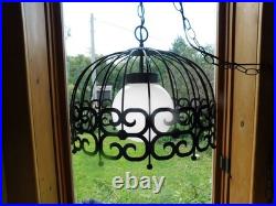 Vintage Mid Century Modern Black Umanoff Swag Lamp Hanging Light 15' Chain