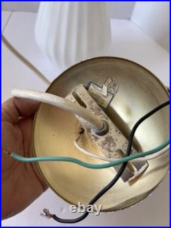 Vintage Mid Century Modern Fluted Teardrop Glass Pendant Hanging Ceiling Light