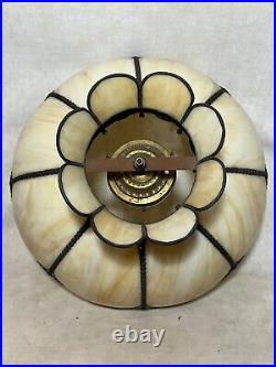 Vintage Mid Century Modern Glass Chandelier 8 Panels Hanging Lamp Slag Retro