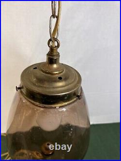 Vintage Mid-Century Modern Glass Hanging Lamp Globe Pendant Light Swag Lamp