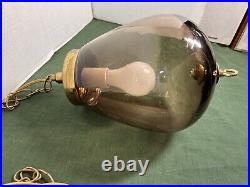 Vintage Mid-Century Modern Glass Hanging Lamp Globe Pendant Light Swag Lamp