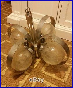Vintage Mid Century Modern Hanging Lamp Great Design 4 Chrome Glass Balls