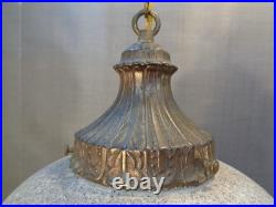 Vintage Mid Century Modern Hollywood Regency Iridescent Glass Hanging Swag Lamp