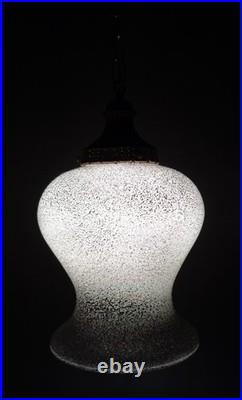Vintage Mid Century Modern Hollywood Regency Iridescent Glass Hanging Swag Lamp