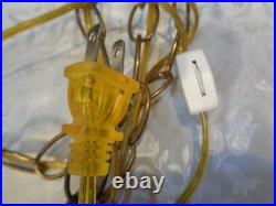 Vintage Mid Century Modern Hollywood Regency Iridescent Glass Hanging Swag Lamp