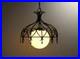 Vintage Mid Century Modern Italian wrought iron globe hanging lamp
