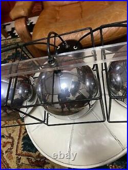 Vintage Mid Century Modern Large Chrome Hanging Ceiling Orb Eye Ball Lamp Light