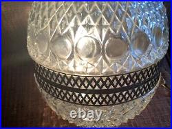 Vintage Mid Century Modern MCM Hanging Cut Crystal Glass Swag Lamp Light Italy