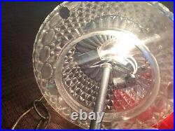 Vintage Mid Century Modern MCM Hanging Cut Crystal Glass Swag Lamp Light Italy