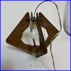 Vintage Mid Century Modern MCM Hanging Swag Light Lamp Wood Paul Secon String