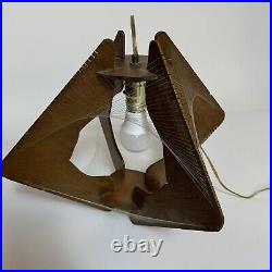 Vintage Mid Century Modern MCM Hanging Swag Light Lamp Wood Paul Secon String