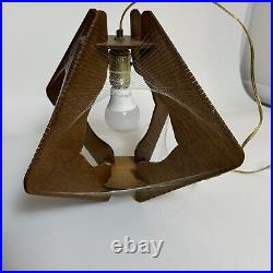 Vintage Mid Century Modern MCM Hanging Swag Light Lamp Wood Paul Secon String