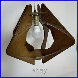 Vintage Mid Century Modern MCM Hanging Swag Light Lamp Wood Paul Secon String