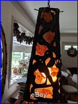 Vintage Mid-Century Modern MCM Orange Lava Hanging Swag Lamp Light 1960s RETRO