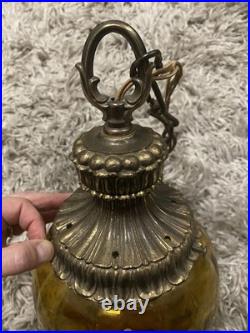 Vintage Mid-Century Modern (MCM) Rich Amber Glass Swag Hanging Pendant Lamp, 16