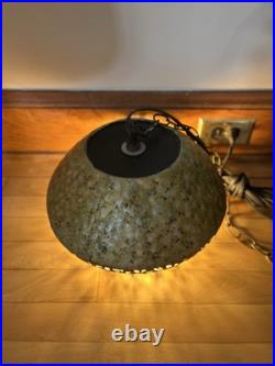 Vintage Mid-Century Modern Metal Light Pendant Hanging Chain Fixture