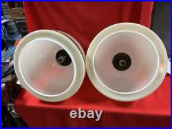 Vintage Mid Century Modern Opaline Striped Pendant Ceiling Light