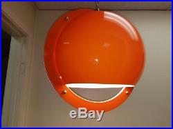 Vintage Mid Century Modern Orange Sphere Acrylic Lucite Hanging Lamp