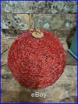 Vintage Mid Century Modern Red Hanging SWAG LAMP Light Spaghetti Spun 12' Chain