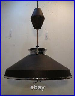 Vintage Mid Century Modern Retractable Black/Chrome Hanging Lamp 1960's