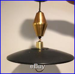 Vintage Mid Century Modern Retractable Flying Saucer UFO Hanging Ceiling Lamp