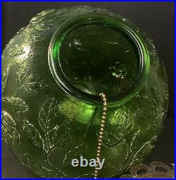 Vintage Mid Century Modern Retro 60's Green Swag Glass Globe Hanging Lamp Light