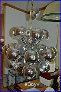 Vintage, Mid-Century Modern, Space Age, Hanging, Chrome Sputnik Eyeball Lamp